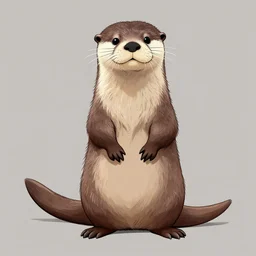 stylized digital line art expressive furry art painting by blotch and rukis of an anthro otter full body