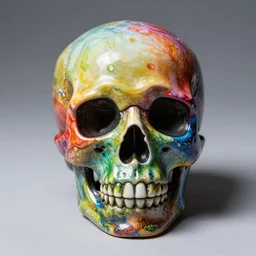 rainbow skull art toy, vinyl, resin, handmade
