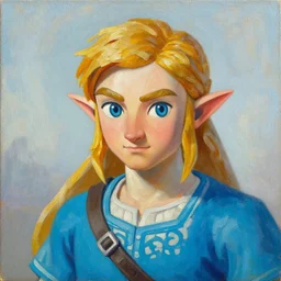 link from zelda portrait. palette knife oil painting on canvas by leonid afremov.