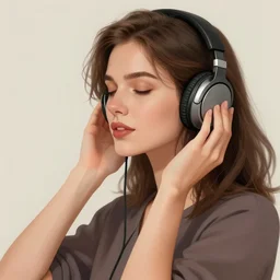 an illustration of a beautiful woman listening to music by Anna Nikonova, highly detailed, digital art, trending on artstation