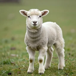 bipedal lamb wearing a sweater, portrait photo, movie still,