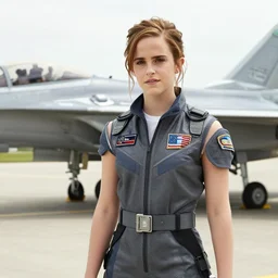 emma watson dressed up as an f - 3 5 fighter jet