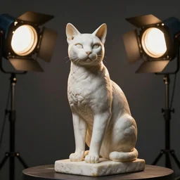 a greek statue of a cat, cinematic, Studio lights, hyperrealistic