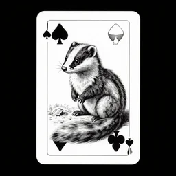 playing card design of a weasel, drawn by escher