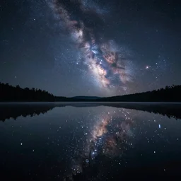 lake that is reflecting the cosmos at night with countless stars, superior quality, intricate quality, viscous liquid, surreal, highly detailed, 8 k, art by artstation