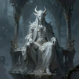 an eldritch deity sitting on a balcony, highly detailed digital painting