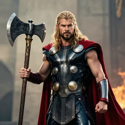 thor holding Mjolnir Axe