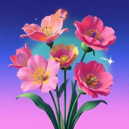 flowers, retrowave epic art, trending on art station