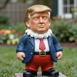 Breathtaking photorealistic picture of Donald Trump as a garden gnome