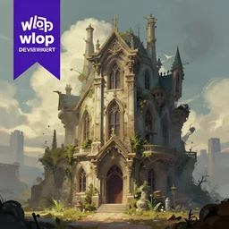an impersonification of artificial intelligence, old building, digital art by wlop, deviantart contest winner, fantasy art, digital illustration, digital painting, photoillustration