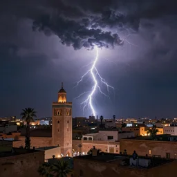thunderstorm in marrakech, dramatic lighting, lovecraftian, painted by raymond swanland, painted by greg rutkowski, painted by jeremy mann, painted by artgerm, painted by igor kieryluk, trending on artstation