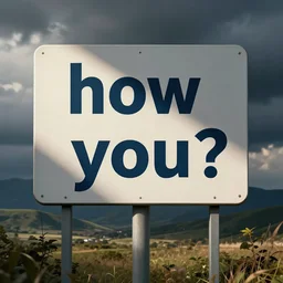 a sign with text that says'how are you?'