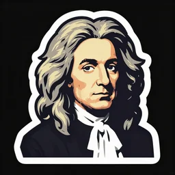 isaac newton big wig, sticker, silk screen print, vector, andy warhol style, illustration by butcher billy