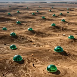 majestic sprawling parched rolling plains covered with numerous tiny domes made of emerald laser by francisco goya and rembrandt, unsettling, mysterious, by stephan martiniere and alexander fedosav, hyperrealism, 8 k resolution, behance hd, artstation, nightcafe