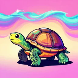 full body turtle, side profile, retro wave, 8 0 s neon