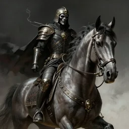 a portrait of the horseman of the apocalypse, famine, grim - lighting, high - contrast, intricate, elegant, highly detailed, digital painting, artstation, concept art, smooth, sharp focus, illustration