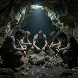what humans do underground, 4k, cinematic, unreal engine, photorealistic