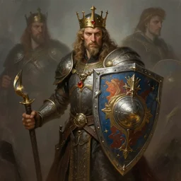 restoring shield of king undoing, antique, d & d, fantasy, highly detailed, portrait, digital painting, trending on artstation, concept art, sharp focus, illustration, art by albert pinkham ryder and wlop and aubrey beardsley