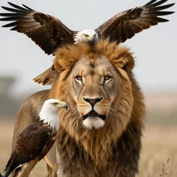 photo of a lion crossed with an eagle