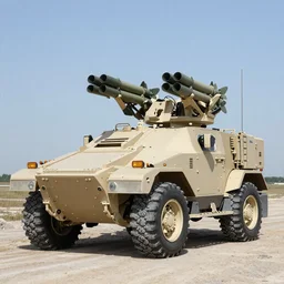 armored tractor mounted with AGM-88 missiles