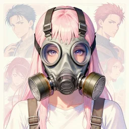singular girl with wearing gas mask, very anime!!! anime!! intricate details, aesthetically pleasing pastel colors, poster background, art by conrad roset and ilya kuvshinov