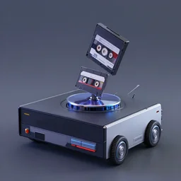 a 3 d vcr robot spitting out a vcr cassette, 3 d render, octane render, pixar, tv screenshot, horror