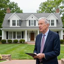 dslr photograph of jerome powell selling a house 8 5 mm f 1. 8