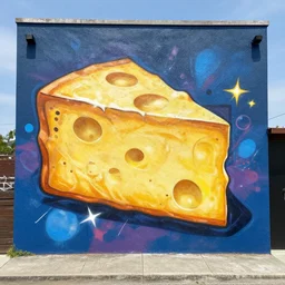 cheese whiz as graffiti mural by lee, masterpiece, trending on artstation