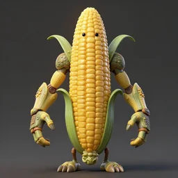 corn humanoid figure monster, symmetrical, highly detailed, digital art, sharp focus, trending on art station, anime art style