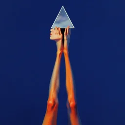 a post - minimalism portrait of a magical triangle glass forehead, extremely long forehead being sucked into void, with very long legs vibrant color scheme, highly detailed, in the style of romanticism, cinematic, artstation, moebius, greg rutkowski
