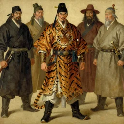 full character of a ancient chinese general wearing tiger robe, character design, painting by gaston bussiere, katsuya terada, nc wyeth, greg rutkowski, craig mullins, vermeer, frank frazetta, mucha, tom of finland, trending on artstation, jeffery catherine jones