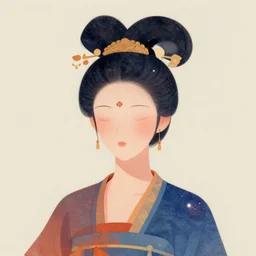 a geometrical portrait of galaxy girl in quin dynasty style