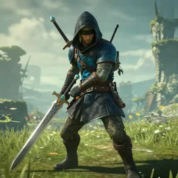 hitman agent 4 7 holding master sword in botw, breath of the wild screenshot