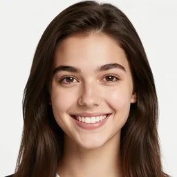 a beautiful girl from minnesota, brunette, joyfully smiling at the camera opening her brown eyes. thinner face, irish genes, dark chocolate hair colour, wearing university of minneapolis coat, perfect nose, morning hour, plane light, portrait, minneapolis as background. healthy, athletic, in her early 3 0 s