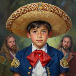 portrait of a magical mexican boy, art by denys tsiperko and bogdan rezunenko, hyperrealism