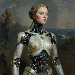 a portrait of a cyborg in a scenic environment by archipenko olexandr