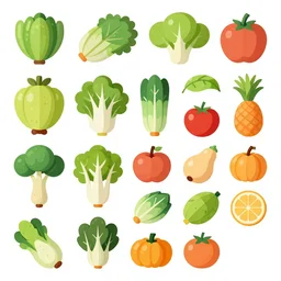 game asset sheet, 2 d sprite, vegetables and fruits white background