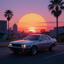 real life synthwave vaporwave sunset 1 9 8 0 s 8 k resolution, photograph