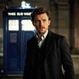 tom holland with a beard as the new doctor who, cinematic, volumetric lighting, f 8 aperture, cinematic eastman 5 3 8 4 film by greg rutowski, by stanley artgerm, by alphonse mucha