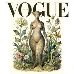 exquisite, imaginative extremely intelligent creature poster art, humanoid, vogue, anthro, botanical illustration by casey weldon weta studio tom bagshaw james jean frank frazetta, james gurney martine johanna and simon stalenhag and chie yoshii