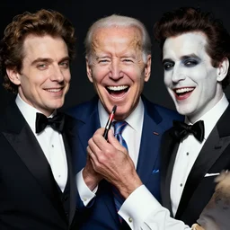 makeup wearing Joe Biden laughing, Artgerm, Donato Giancola, Joseph Christian Leyendecker