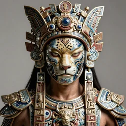 portrait of a mayan masculine male cyberpunk jaguar warrior, machine face, upper half portrait, decorated with chinese opera motifs, muscular, latin, fine china, wuxia, traditional mayan art, intricate intense elegant, highly detailed symmetry headpiece digital painting artstation concept art smooth sharp focus illustration, art by moebius and frank miller diego rivera 8 k