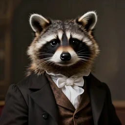 photo of a raccoon dressed as a victorian gentleman