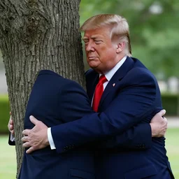 Donald Trump hugging a tree