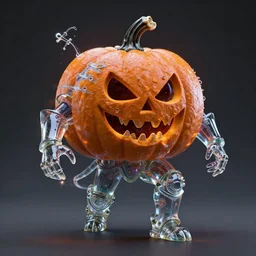 a portrait of a evil pumpkin in glass armor releasing spell, full height, moving forward, concept art, trending on artstation, highly detailed, intricate, sharp focus, digital art, 8 k