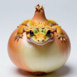 onion with face of lizard gecko