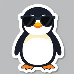 penguin wearing sunglasses. sticker. vector art.
