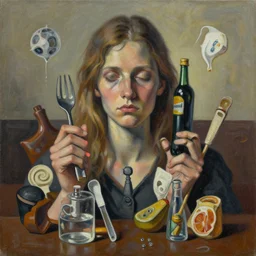 postmodernist painting, representation and personification of material greed, entity, trending on artstation