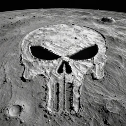 boot prints on the lunar surface look like the punisher symbol