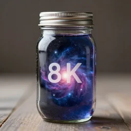 the universe in a mason jar, 8 k, hyper realistic, high quality,